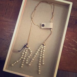 Anthropologie Pearl Tassel Necklace